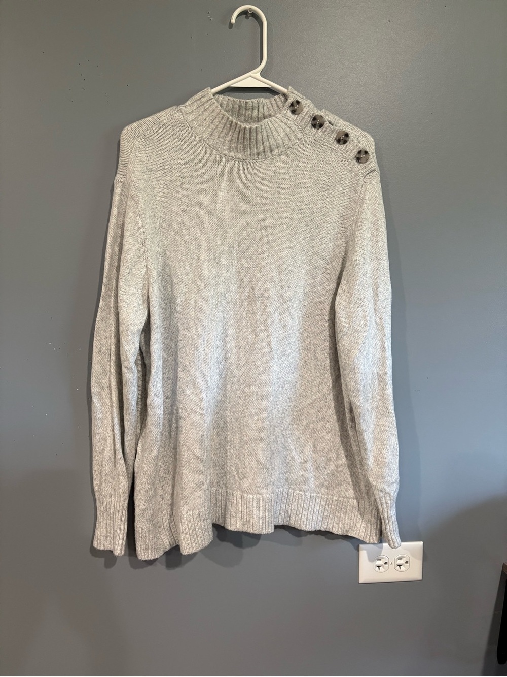 St. John’s Bay Light Grey Mock Neck Button Shoulder Sweater XXL